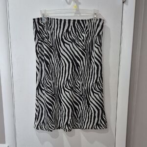 Express Black and White Zebra A-Line Skirt